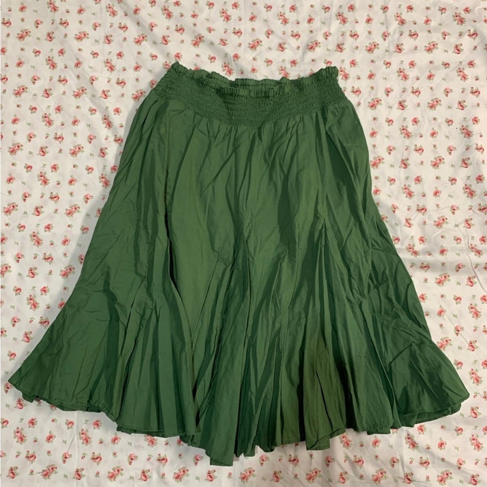 Boho green midi skirt